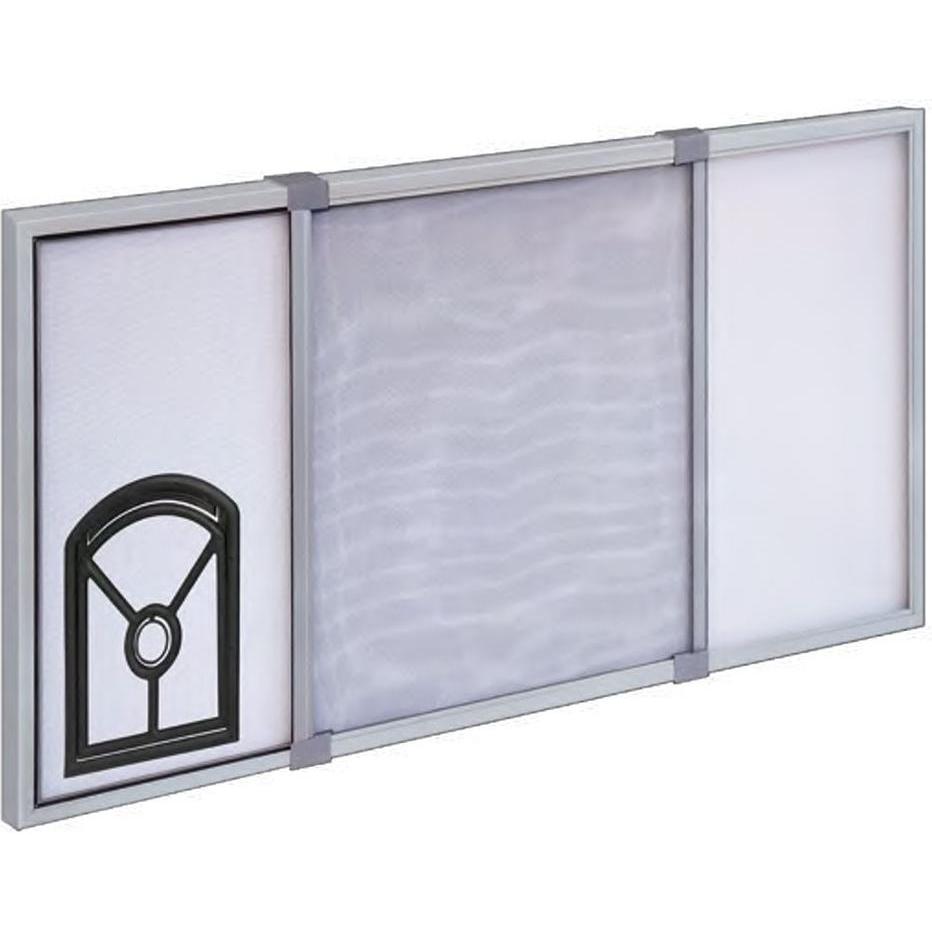 Iris, Zanzariera, Extendable mosquito net with cat flap for window and door, white color, 2 pieces 70 x 50 cm (70 x 50 cm)