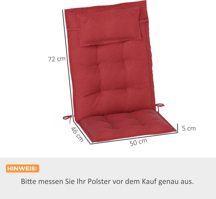 Image du produit Outsunny Liegenauflage Polyester Weinrot (116 x 50 cm)