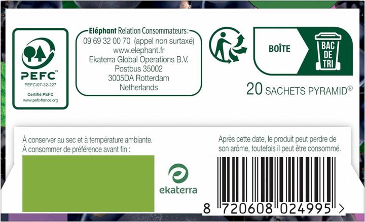Nährwerte und Zutaten Elephant Infusion Myrtille Múre Cassis (40 g)