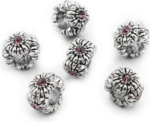 Produktbild Hermex Strass Bead versilbert 925 - Silbrig Rosa (Silber 925)