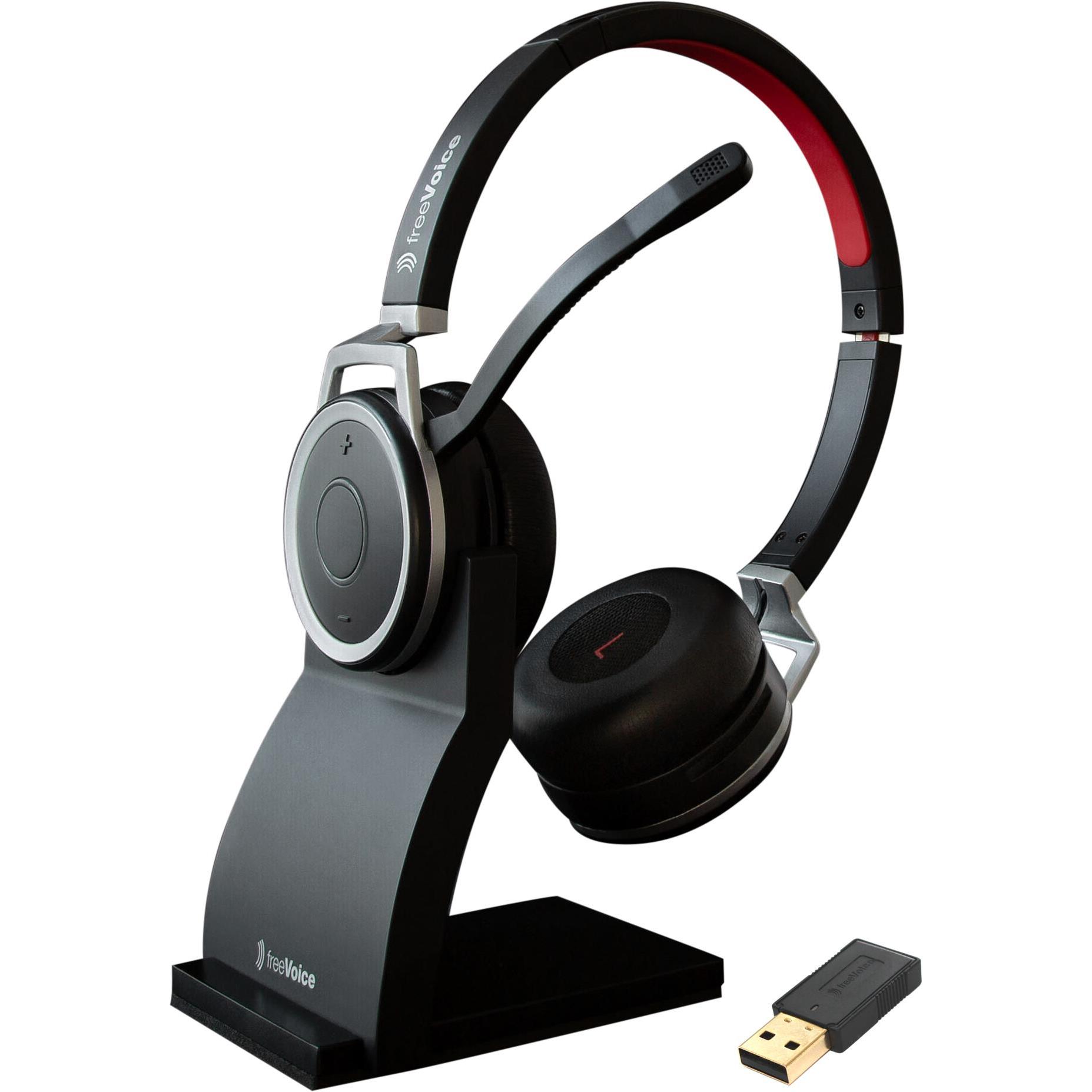 FreeVoice Space Stereo NC inkl. Ladestation und Dongle (Kabellos, USB-A), Office Headset, Schwarz