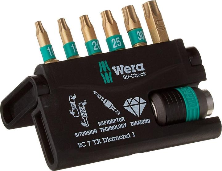 Actual product image Wera Bit-Check 7 TX Diamond 1 (Hexagon socket TX M20, Hexagon socket TX M25, Hexagon socket TX M15, Hexagon socket TX M30, Hexagon socket TX M10, Hexagon socket TX M40)