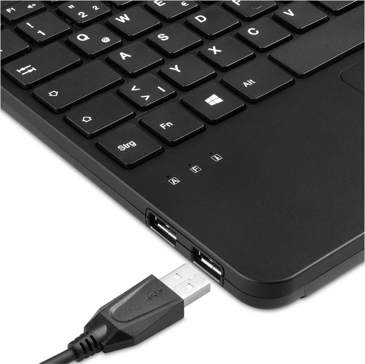 Immagine prodotto Perixx PERIBOARD-526 H IT, Mini tastiera USB cablata con trackball - tasti a forbice - 2 porte USB (DE, Cablato)