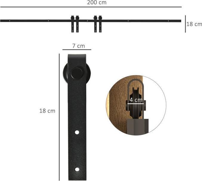 Image du produit Swisshandel24 Système de porte coulissante Rail de porte coulissante pour portes doubles en bois Accessoires