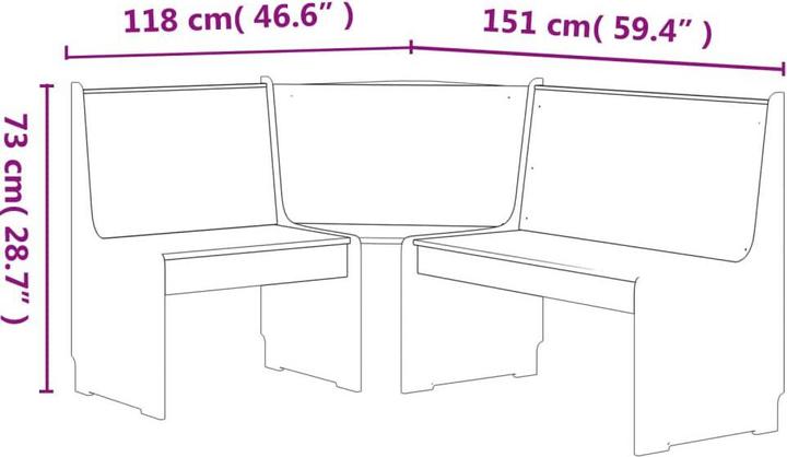 Image du produit vidaXL Eckbank (151 cm)
