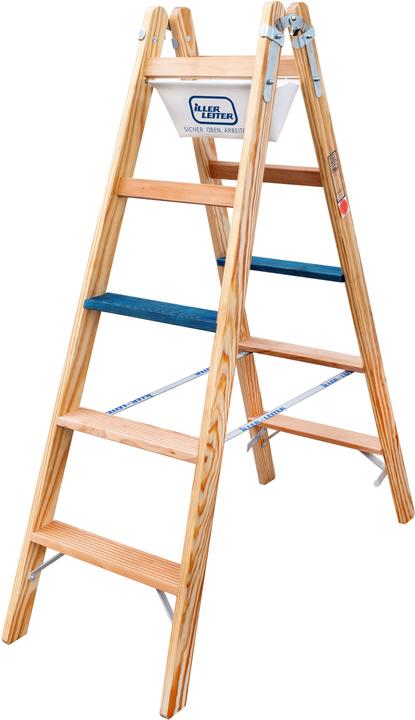 Geis&Knob Holz Stufen Stehleiter ERGO Plus 2x5 Stufe 2105-7 (Stehleiter, 153 cm)