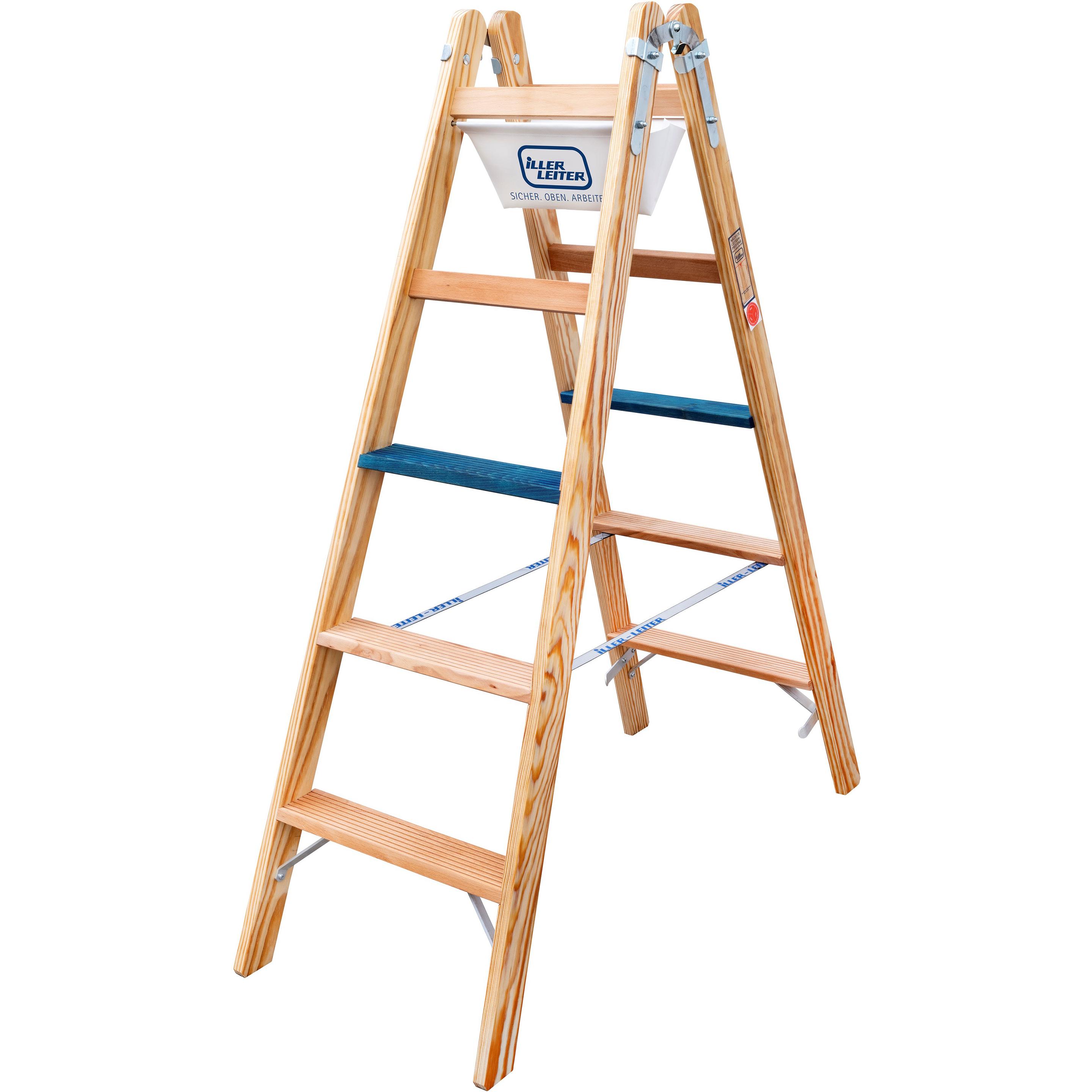 Iller 2104-7 Holz Stufen Stehleiter ERGO Plus 2x4 (Stehleiter, 125 cm) (2104-7)
