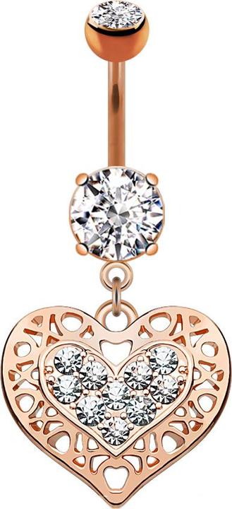 Immagine prodotto Star Piercing Banana in oro rosa con cuore tribale e ciondolo di cristallo (Ottone, Acciaio chirurgico 316L)