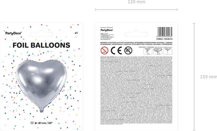 Produktbild Partydeco Folienballon Herz Silber (1 x)