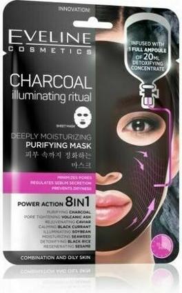 Eveline Charcoal Iluminating Ritual Sheet Mask Cleaning Mask in Sheet 20ml (20 ml)