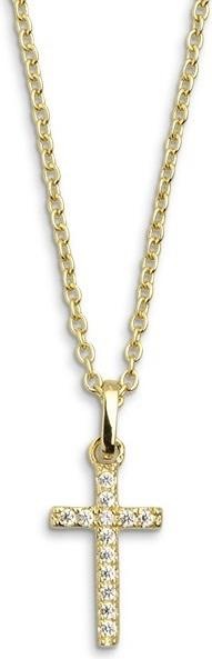 Immagine prodotto Xenox Collana croce classica moderna (Argento 925, Con pietra/e, Dorato, 40 - 45 cm)