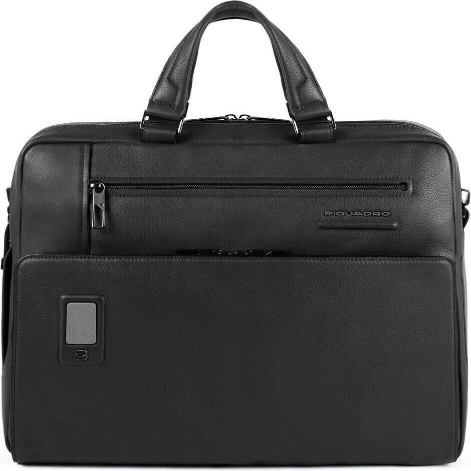 Piquadro Akron, Leather, Leather Briefcase, With Ipad Compartment, CA5109A, Laptoptas, Zwart