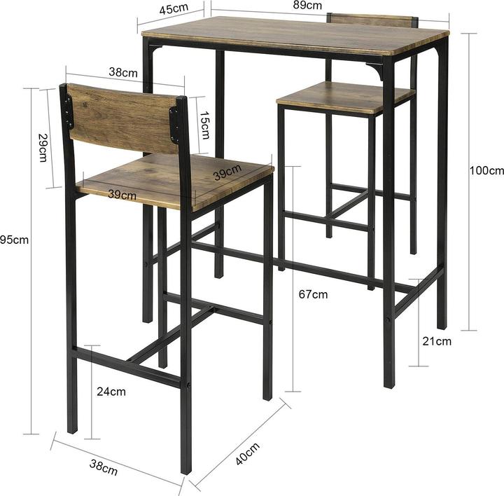 Produktbild SoBuy Bartisch (45 x 89 x 100 cm)
