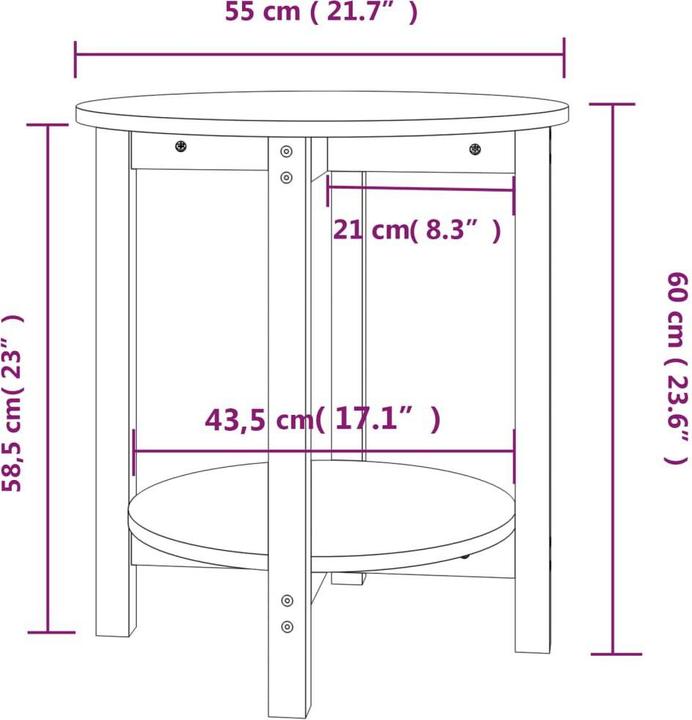 Image du produit vidaXL Couchtisch (55 x 55 x 60 cm)