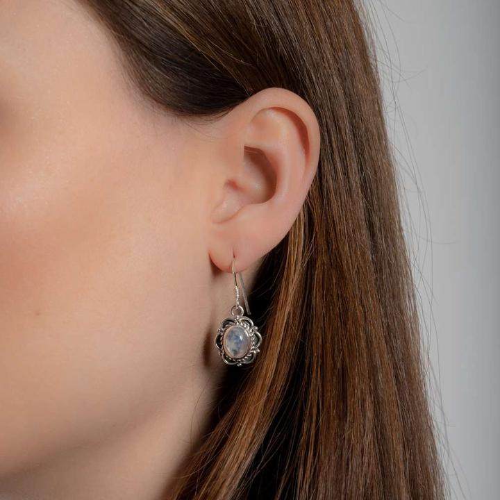 Actual product image Bijouteria Dangle earrings (Silver 925, Rainbow Moonstone)