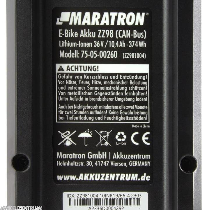 Immagine prodotto Maratron E-Bike Akku Downtube ZZ98 für BLAUPUNKT - ZZ981004 (Coperchio della batteria per e-bike)