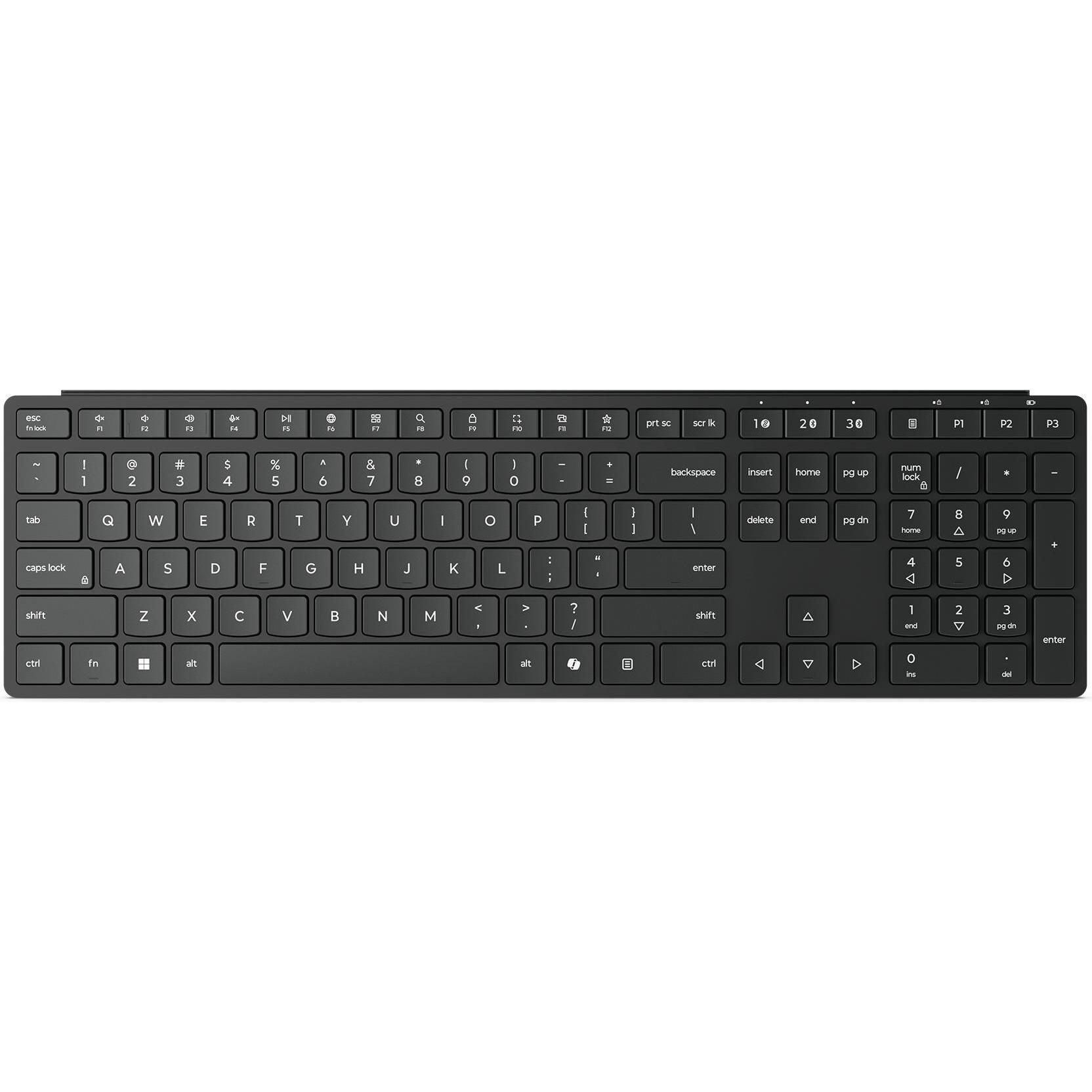 Lenovo LNV Drahtlose Multi-Modus Pro Tastatur 6000-US En (USA, Kabellos), Tastatur, Schwarz