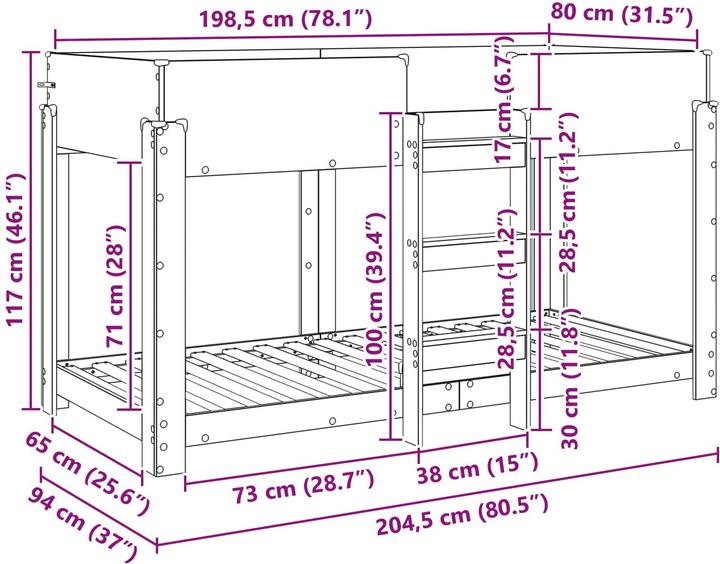 Produktbild vidaXL Kinderbett (90 x 200 cm)