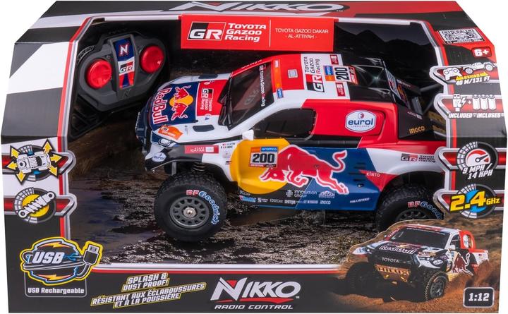 Image du produit Nikko 10561 Pro Truck Toyota Gazoo Dakar, voiture télécommandée RC, design Red Bull, véhicule tout-terrain