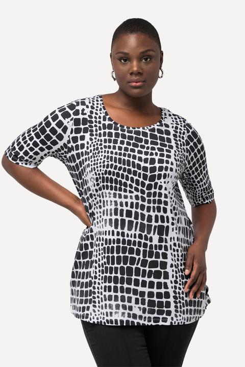 Immagine prodotto Ulla Popken T-shirt in cotone Pima con applicazioni, scollo a girocollo e mezze maniche (42, 44)