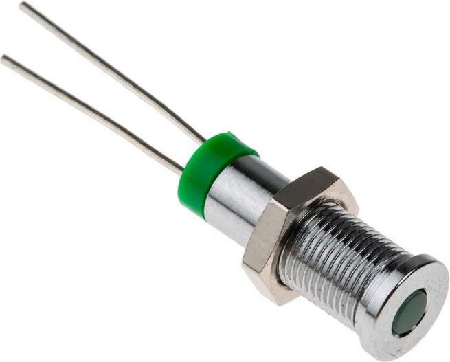 Actual product image RS PRO 6mm flush bright chrome LED, green 2Vdc