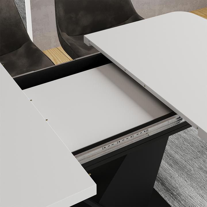 Produktbild Vicco Esstisch Fenaro, Weiss/Schwarz/Schwarz, 120 x 80 cm ausziehbar (120 x 80 x 77.40 cm)