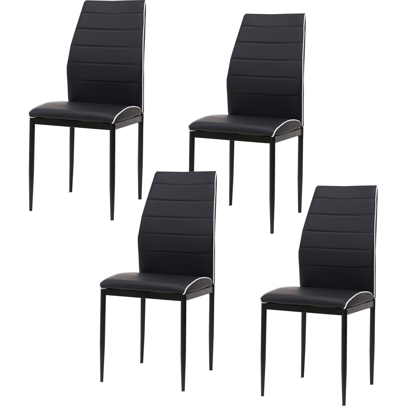 HTI-Living, Stühle, Esszimmerstuhl Madison Kunstleder Schwarz 4er-Set