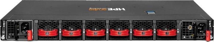 Actual product image HPE E Aruba 9300-32D Switch Bundle, /200/400G QSFP-DD, SFP+, Front to Back, 6x Fans, 2x (32 Ports)