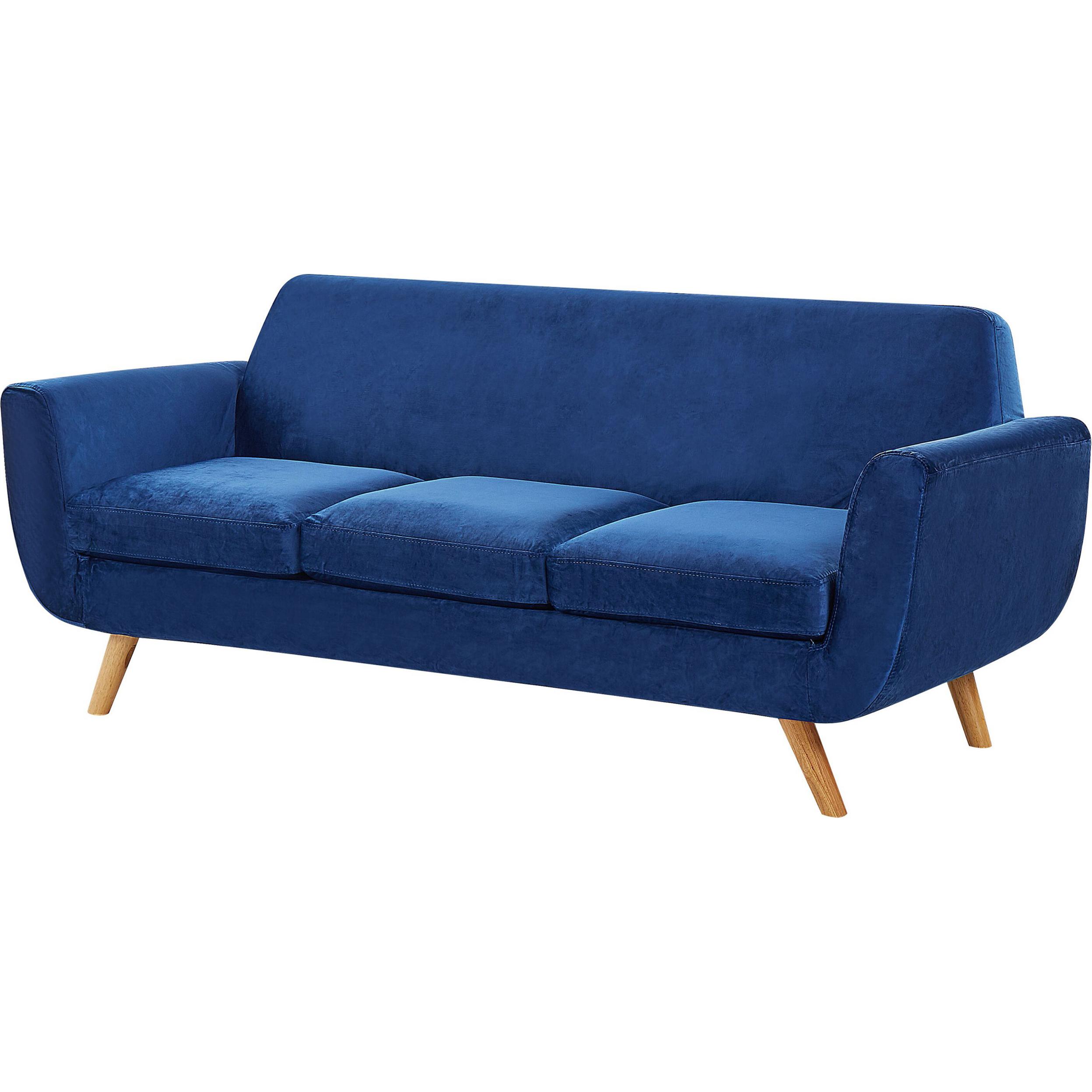 Beliani, Sofa, Sofabezug für 3-Sitzer BERNES Samtstoff marineblau (3-Sitzer)