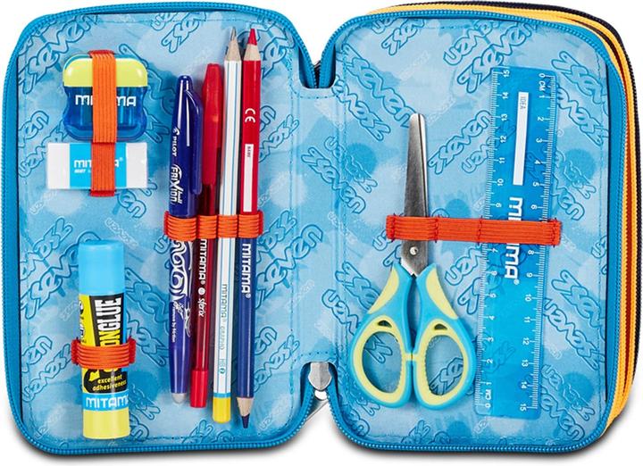 Produktbild Seven Schulranzen 3 Reissverschlüsse Blau Orange