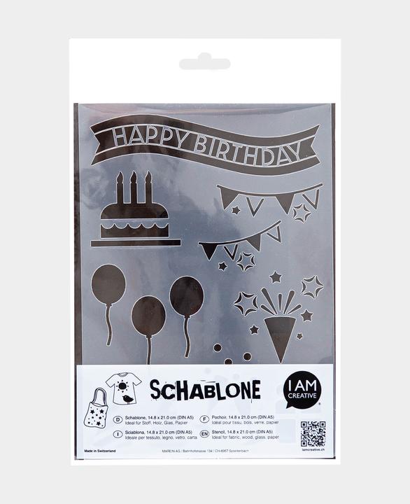 Actual product image I Am Creative Happy Birthday stencil, A5