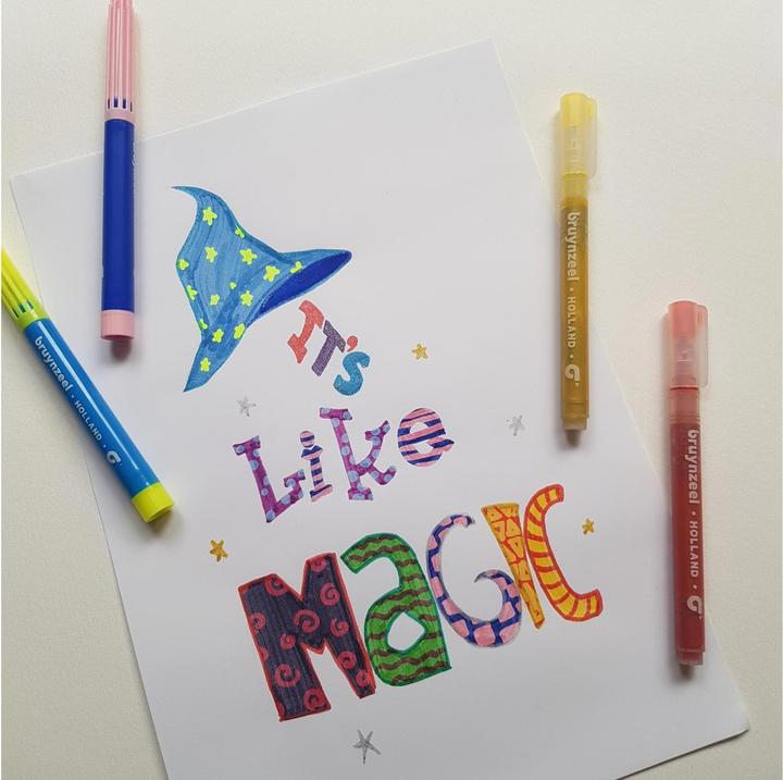 Actual product image Bruynzeel Kids glitter felt tip pens (Multicoloured, 6 x)