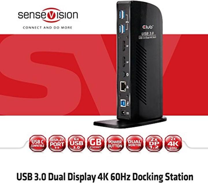 Produktbild Club 3D Dual Display Docking Station 4K60Hz (USB-B, 2 Ports)