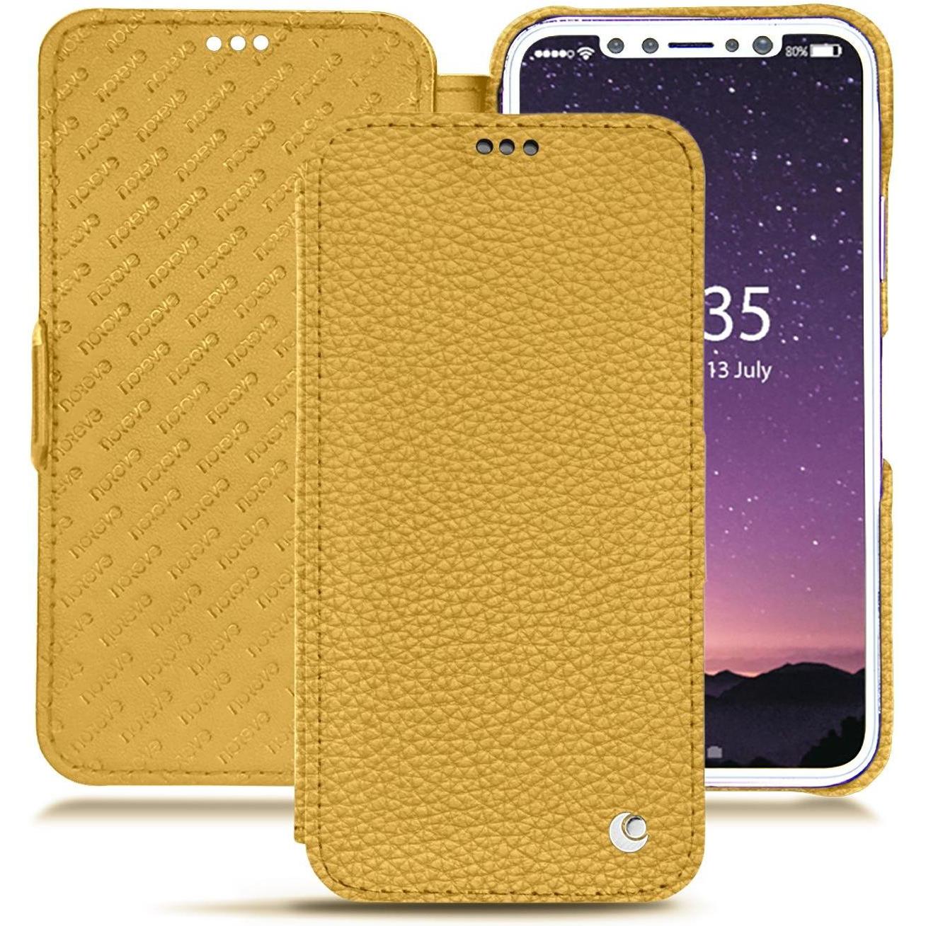 Noreve Lederschutzhülle horizontal (Apple iPhone X), Smartphone Hülle, Orange
