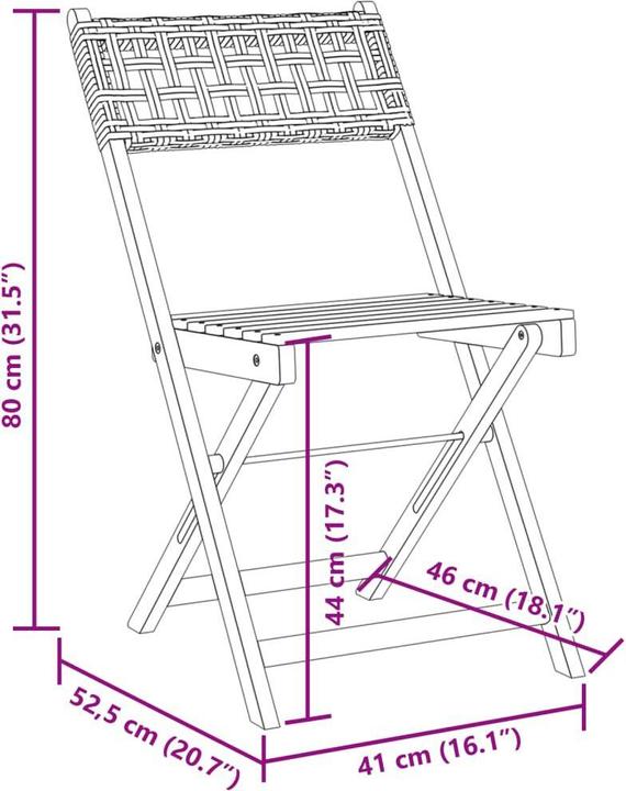 Produktbild VidaXL Bistrostühle 2 Stk. Akazie und Poly-Rattan