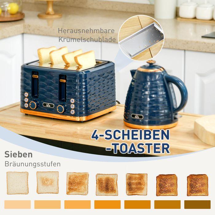 Actual product image Swisshandel24 2-in-1 Toaster- und Wasserkocher-Set, 7 Bräunungsstufen, Auftau- und Aufwärmfunktion, Blau (1.70 l)