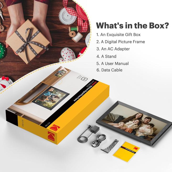 Produktbild Kodak Digitale Fotolijst mit WLAN, HD IPS-Touchscreen, automatischer Bildrotation und 32 GB Speicher (15.60", 1280 x 800 Pixel)