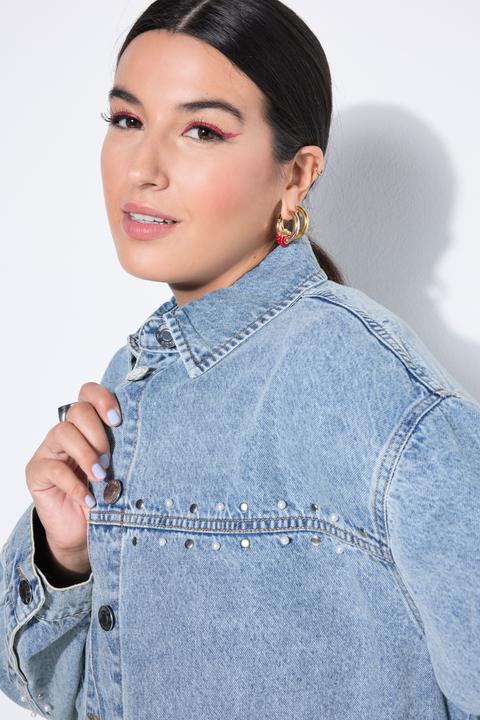 Actual product image Studio Untold Denim jacket, oversized, decorative beads, rhinestones (58)