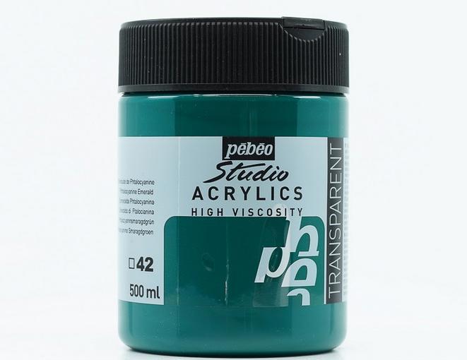 Produktbild Pebeo Studio Acrylics feine Acrylfarben (Phthalozyanin Smaragdgrune, 500 ml)