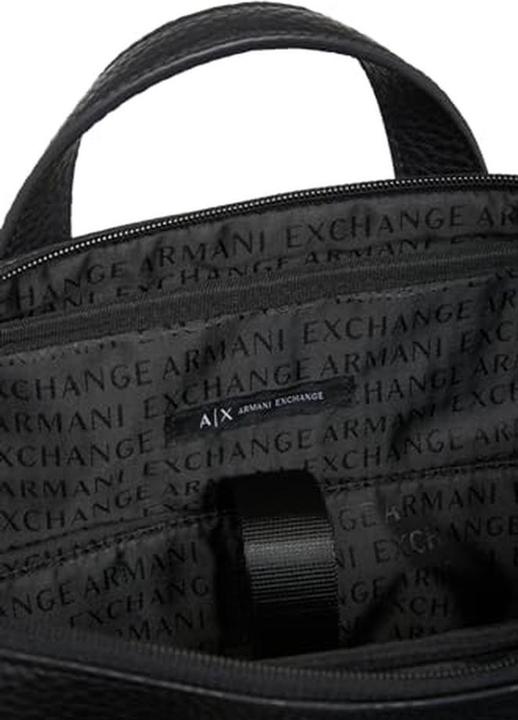 Actual product image Armani Exchange Essential Double Zip Briefcase with Silver Logo