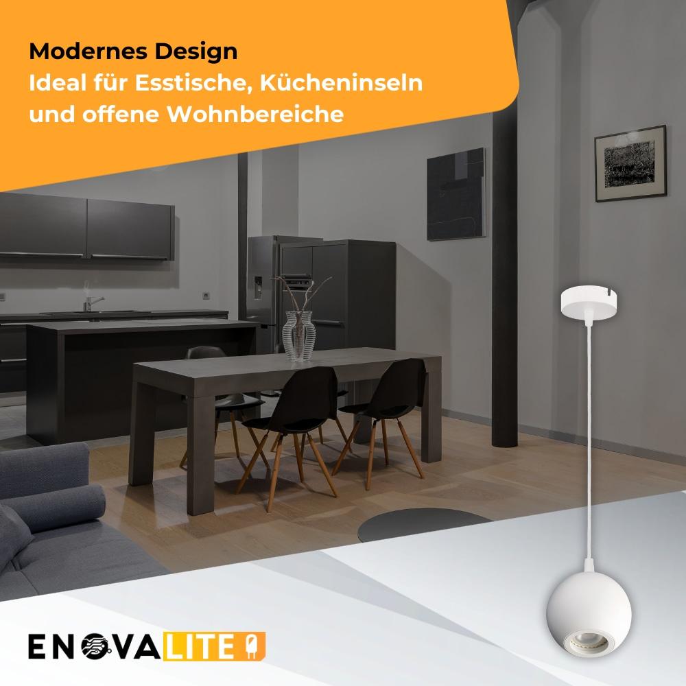 Thumbnail - Enovalite, Pendelleuchte, LED-Pendellampe GLOBE, GU10-Fassung, IP20, Ø10cm, 1flammig, weiss (GU10)