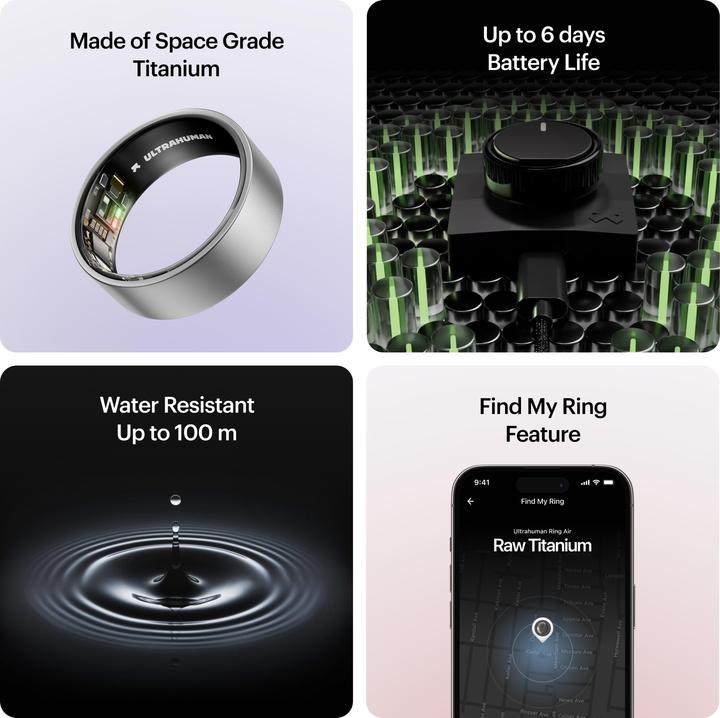 Actual product image Ultrahuman Ring Air (6, Raw Titanium)