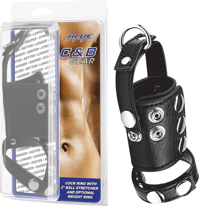 Actual product image Blue Line C&B GEAR Cock Ring With 1' Ball Stretcher And Weightring (1 cm)