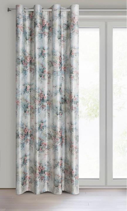 Produktbild Eurofirany Vorhang MARISA, aus weichem Samt mit romantischem Blumendruck, creme, rosa, 140 x 250 cm, Ösen/Kreis (140 x 250 cm)