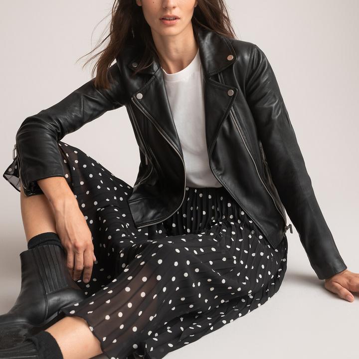 Actual product image La Redoute Collections Biker style leather jacket (44)