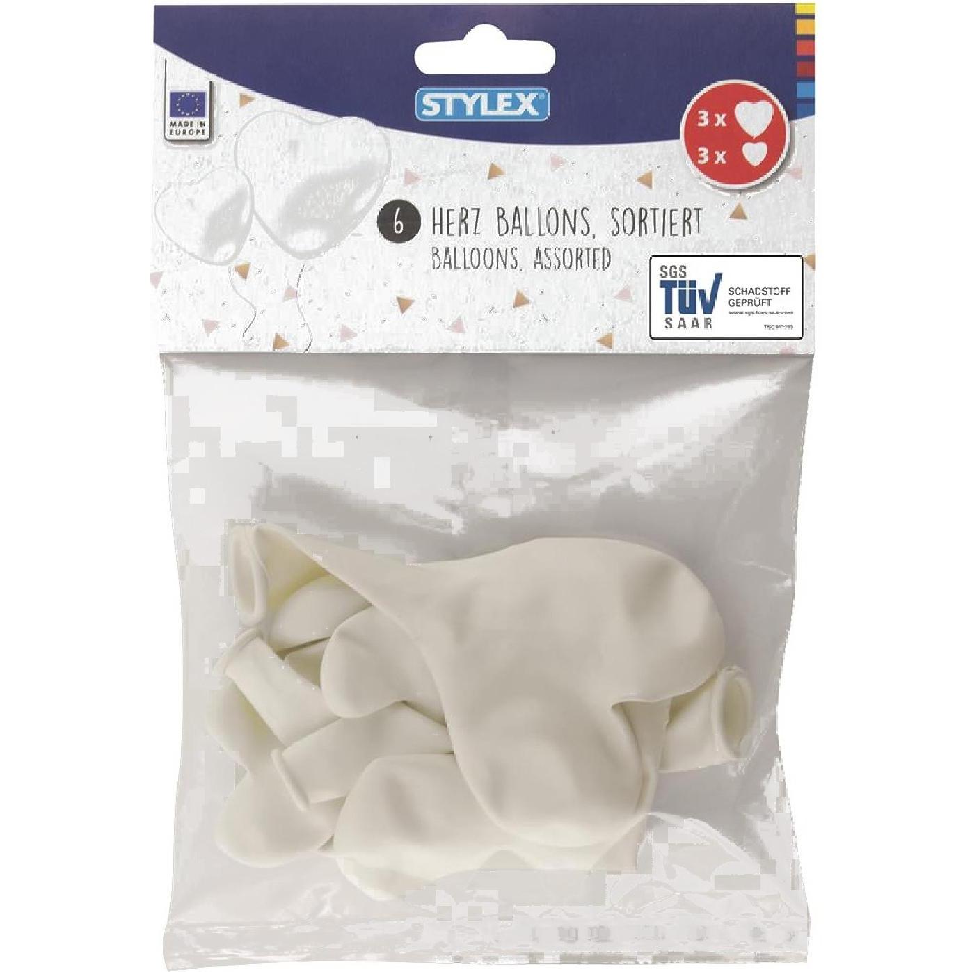 Stylex Luftballon Herz 6ST weiss