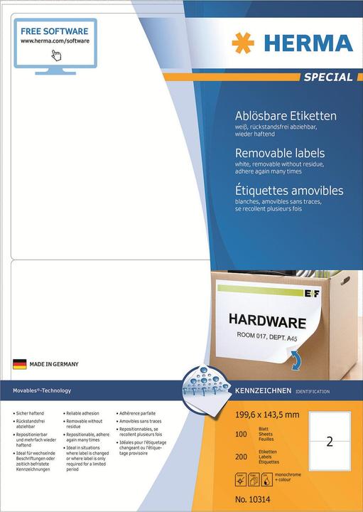 Produktbild HERMA Ablösbare Etiketten A4