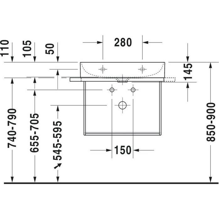 Thumbnail - Duravit, Waschbecken, Waschtisch DURASQUARE o ÜL m HLB 600x470mm ohne Hahnloch weiss (470 mm, 600 mm)
