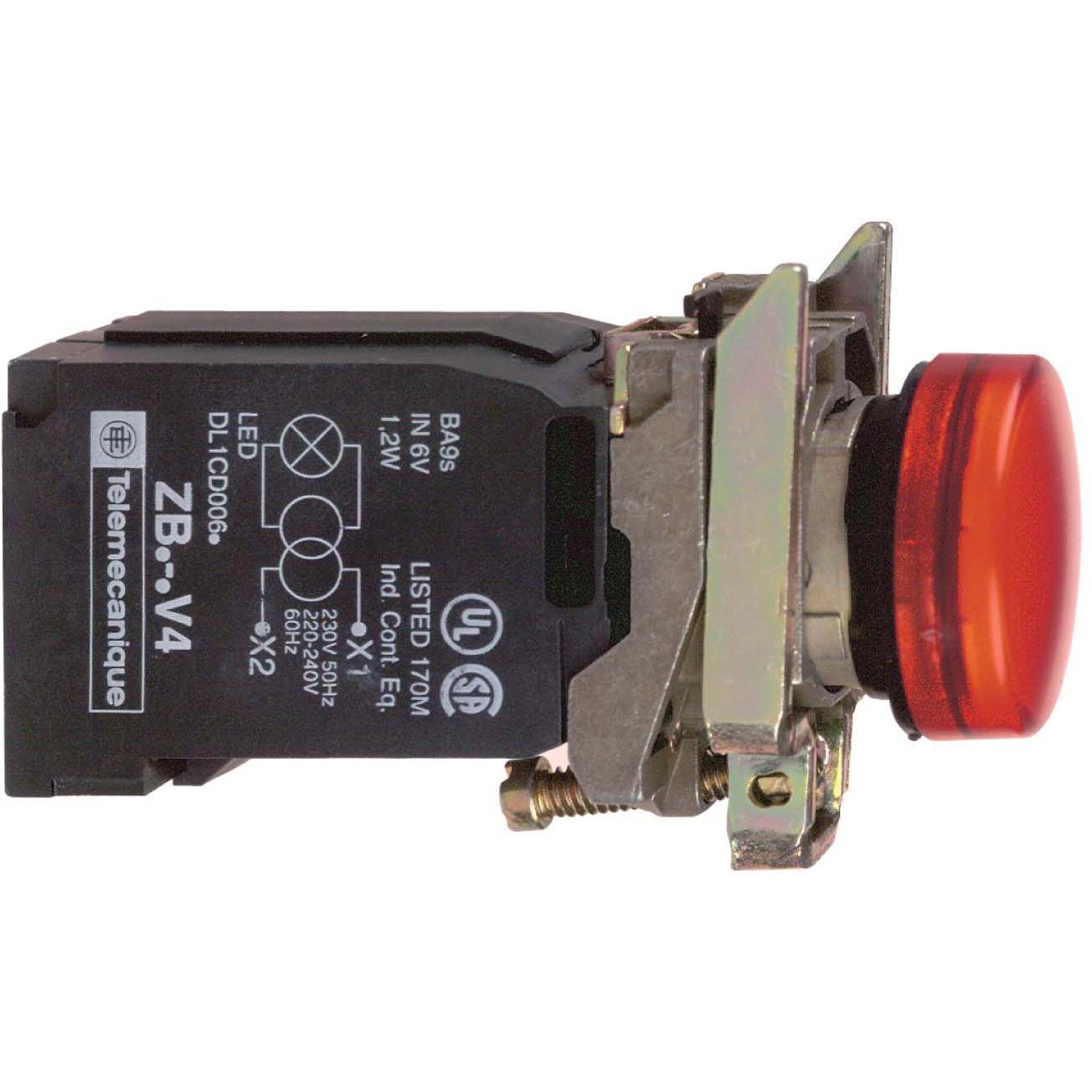 Schneider Electric Leuchtmelder BA9s 110VAC rot XB4BV34, Taster + Schalter, Rot