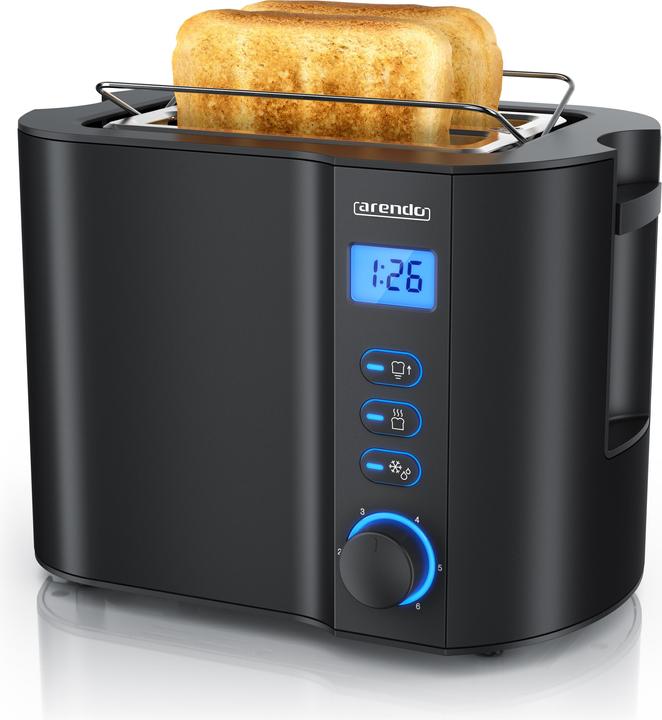 Actual product image Arendo Toaster stainless steel 2 slices short slot, double wall, bread roll attachment, display with